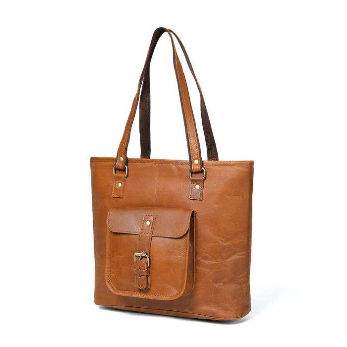 Classic Chic Buffalo Leather Tote – Tan