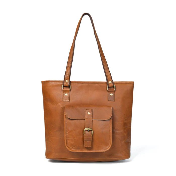 Classic Chic Buffalo Leather Tote – Tan